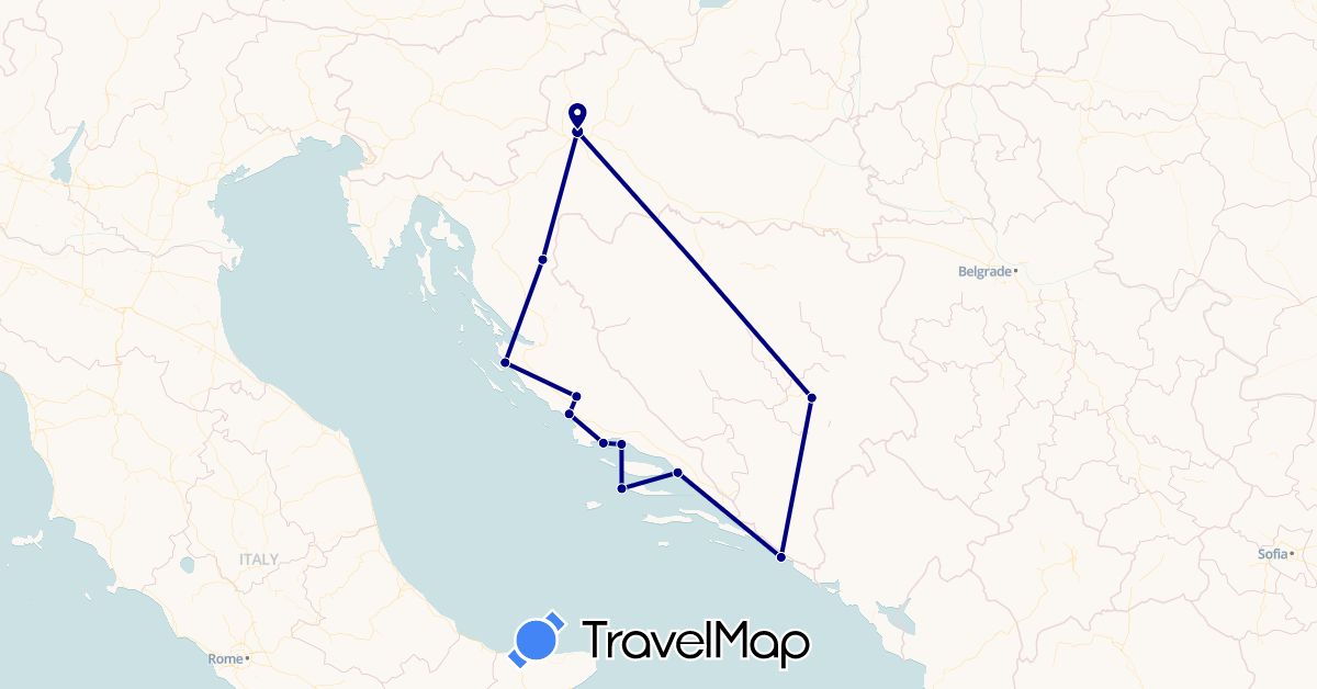 TravelMap itinerary: driving in Bosnia and Herzegovina, Croatia (Europe)